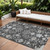8' X 10' Charcoal Gray And Beige Floral Washable Indoor Outdoor Area Rug
