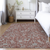 9' X 12' Orange Gray And Silver Floral Washable Indoor Outdoor Area Rug