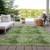 10' X 14' Olive Green Floral Medallion Washable Non Skid Indoor Outdoor Area Rug