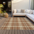 8' X 10' Brown Black And Beige Plaid Washable Indoor Outdoor Area Rug