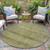 8' Artichoke Green And Ivory Round Geometric Washable Indoor Outdoor Area Rug - 880016556445