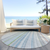 8' Ivory Blue And Green Round Striped Washable Indoor Outdoor Area Rug