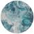 8' Teal Blue And Ivory Round Abstract Washable Indoor Outdoor Area Rug - Teal Blue, Ivory