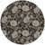 8' Black Taupe And Beige Round Floral Washable Indoor Outdoor Area Rug