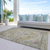 9' X 12' Wheat Terra Cotta And Black Oriental Washable Indoor Outdoor Area Rug