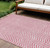 10' X 14' Pink And Ivory Chevron Washable Indoor Outdoor Area Rug