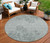 8' Gray Charcoal And Gold Round Floral Washable Indoor Outdoor Area Rug