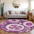 8' Eggplant And Mauve Round Floral Medallion Washable Indoor Outdoor Area Rug