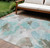 8' X 10' Teal Blue And Aqua Floral Washable Indoor Outdoor Area Rug - Teal Blue, Ivory