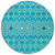 8' Teal Blue Ivory And Gold Round Geometric Washable Indoor Outdoor Area Rug