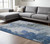 8' X 10' Denim Blue And Navy Blue Abstract Washable Indoor Outdoor Area Rug Transitional Style - Denim Blue, Navy Blue Color