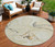 8' Ivory Gray And Gold Round Abstract Washable Indoor Outdoor Area Rug