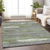 9' X 12' Olive Green Ivory And Blue Striped Washable Indoor Outdoor Area Rug