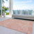 10' X 14' Salmon And Ivory Abstract Washable Indoor Outdoor Area Rug