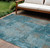 10' X 14' Teal Blue And Gray Abstract Washable Indoor Outdoor Area Rug