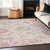 10' X 14' Pink Blush And Artichoke Green Floral Washable Indoor Outdoor Area Rug