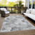 8' X 10' Gray And Charcoal Floral Washable Indoor Outdoor Area Rug - Gray, Silver