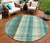8' Sage Mint Green And Teal Blue Round Plaid Washable Indoor Outdoor Area Rug
