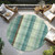 8' Sage Mint Green And Teal Blue Round Plaid Washable Indoor Outdoor Area Rug