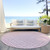 8' Pink And Ivory Round Geometric Washable Indoor Outdoor Area Rug - Pink, Ivory