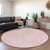 8' Pink And Ivory Round Geometric Washable Indoor Outdoor Area Rug - Pink, Ivory