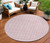 8' Pink And Ivory Round Geometric Washable Indoor Outdoor Area Rug - Pink, Ivory