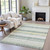 9' X 12' Pale Aqua And Lime Green Striped Washable Indoor Outdoor Area Rug