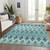 8' X 10' Teal Blue Aqua And Mint Green Southwestern Washable Indoor Outdoor Area Rug