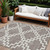 9' X 12' Taupe And Ivory Geometric Washable Indoor Outdoor Area Rug Transitional Style - Taupe, Ivory Color