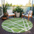 8' Green And Ivory Round Geometric Washable Indoor Outdoor Area Rug - 608219146580