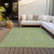10' X 14' Green Black And Ivory Geometric Washable Indoor Outdoor Area Rug