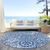 8' Navy Blue And Ivory Round Medallion Washable Indoor Outdoor Area Rug