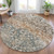 8' Beige And Copper Round Abstract Washable Indoor Outdoor Area Rug - 880016788099