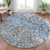 8' Blue And Gray Round Abstract Washable Indoor Outdoor Area Rug - Blue, Gray