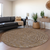 8' Brown Gold And Ivory Round Polka Dot Washable Indoor Outdoor Area Rug