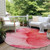 8' Pink Round Abstract Washable Indoor Outdoor Area Rug