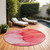 8' Pink Round Abstract Washable Indoor Outdoor Area Rug