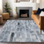 8' X 10' Blue And Gray Striped Washable Indoor Outdoor Area Rug