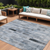 8' X 10' Blue And Gray Striped Washable Indoor Outdoor Area Rug