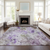 8' X 10' Purple Lavender And Artichoke Green Floral Washable Indoor Outdoor Area Rug