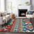 10' X 14' Red Pink And Teal Blue Aztec Washable Indoor Outdoor Area Rug