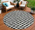8' Black And Ivory Round Geometric Washable Indoor Outdoor Area Rug - Black, Ivory