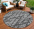 8' Gray And Charcoal Round Abstract Washable Indoor Outdoor Area Rug - Gray, Charcoal