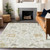 10' X 14' Ivory Gray And Taupe Floral Washable Indoor Outdoor Area Rug - Ivory, Gray, Taupe
