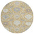 8' Gold Ivory And Gray Round Damask Washable Indoor Outdoor Area Rug
