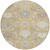 8' Gold Ivory And Gray Round Damask Washable Indoor Outdoor Area Rug