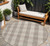 8' Beige And Brown Round Plaid Washable Indoor Outdoor Area Rug