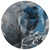 8' Round Ivory Blue and Gray Round Abstract Washable Non Skid Indoor Outdoor Area Rug