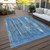10' X 14' Blue And Ivory Striped Washable Indoor Outdoor Area Rug - Blue, Ivory