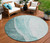 8' Teal Blue Aqua And Mint Green Round Abstract Washable Indoor Outdoor Area Rug